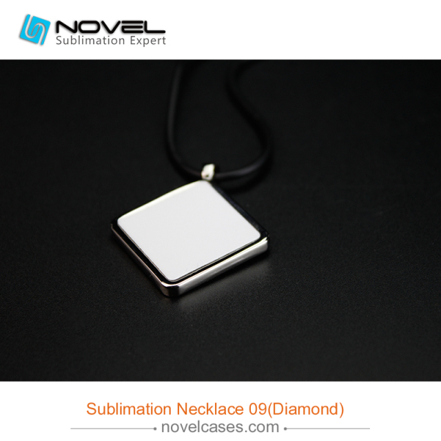 Popular Sublimation Blank Necklace With Leather Cord--Diamond Shaped