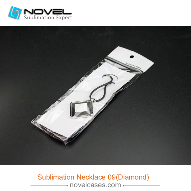 Popular Sublimation Blank Necklace With Leather Cord--Diamond Shaped