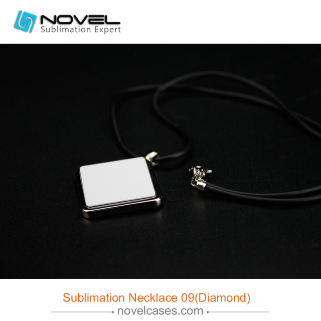 Popular Sublimation Blank Necklace With Leather Cord--Diamond Shaped