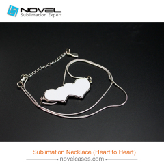 Popular Sublimation Blank Necklace--Double Heart To Heart Shaped