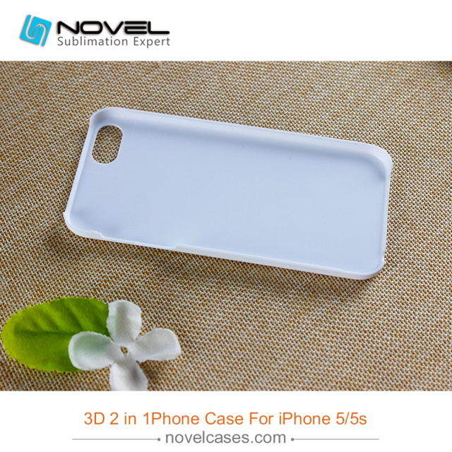For iPhone 4/5/5S/SE Sublimation 3D 2IN1 Dual Protective Phone Back Cover