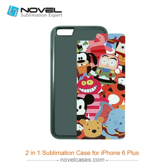 For iPhone 6 Plus Sublimation Blank 2D 2IN1 Phone Case