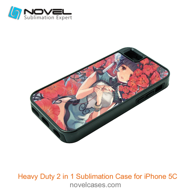 For iPhone 5C Sublimation Blank 2D 2IN1 Phone Case