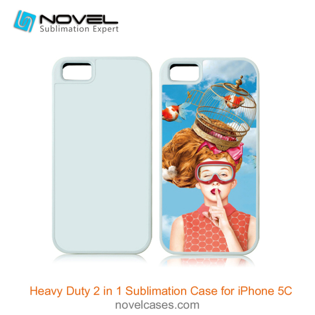 For iPhone 5C Sublimation Blank 2D 2IN1 Phone Case