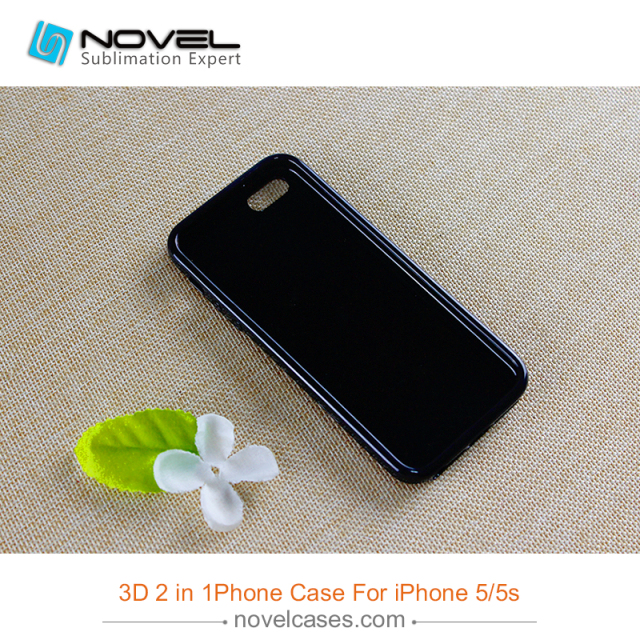 For iPhone 4/5/5S/SE Sublimation 3D 2IN1 Dual Protective Phone Back Cover