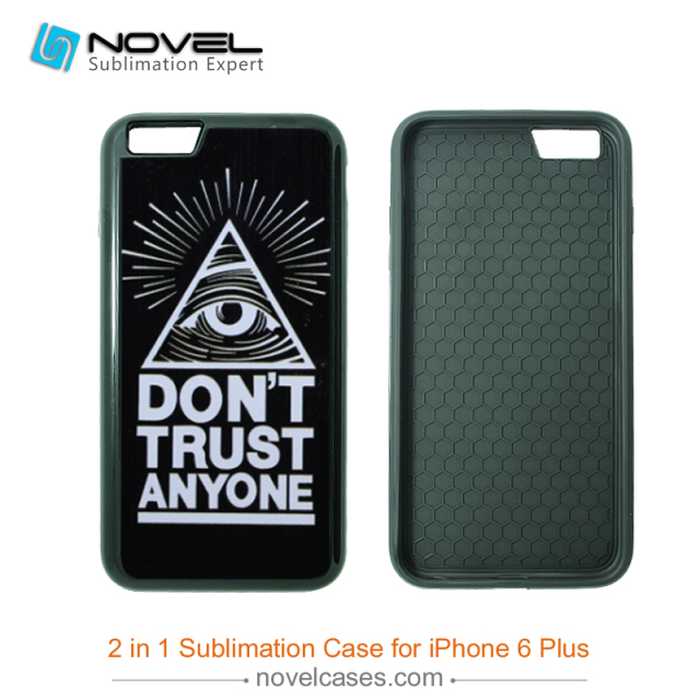For iPhone 6 Plus Sublimation Blank 2D 2IN1 Phone Case