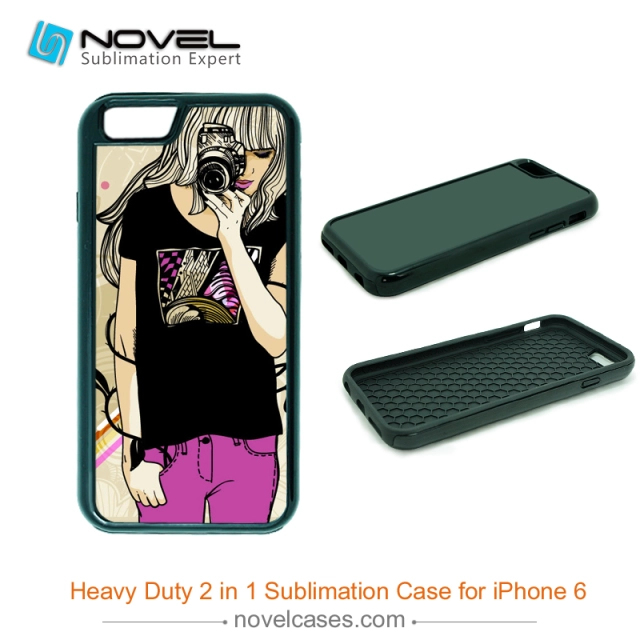 For iPhone 6 Hot Sublimation Blank 2D 2IN1 Phone Case