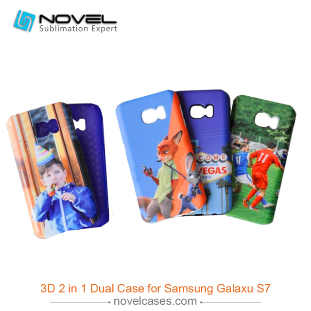 For Galaxy S7 Sublimation 3D 2IN1 Dual Proterive Phone Back Shell