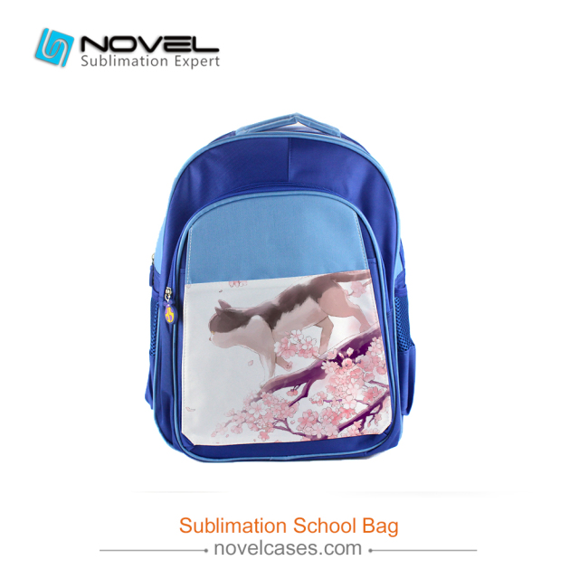 New!!!Sublimation Blank Kid Backpack Custom School Bag-Blue Big Size