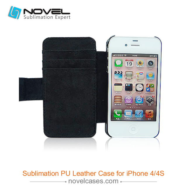 For iPhone 4/4S Sublimation PU Leather Phone Case, PU Phone Wallet