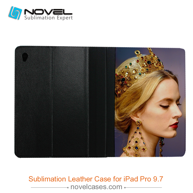For iPad Pro 9.7" Blank Sublimation PU Leather Tablet Case Back Wallet with White Canvas Surface