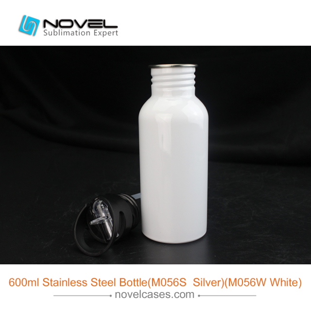 600ml DIY Sublimation Stainless Steel Sport Water Bottle With Straw Top
