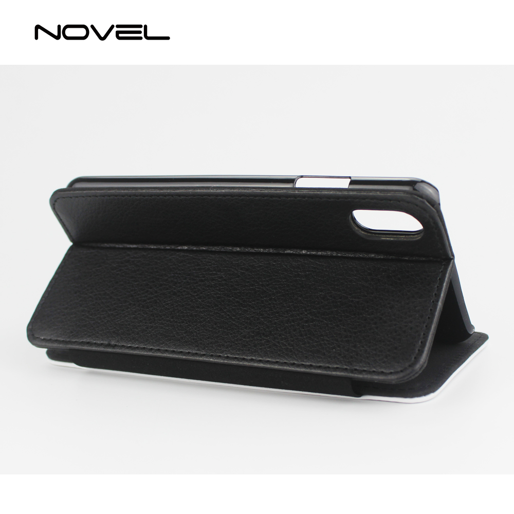 For iPhone XR Custom Sublimation Blank Leather Flip Phone Case