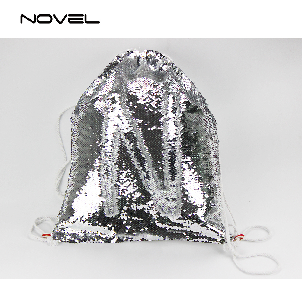 Sublimation Magic Sequin Drawstring Backpack Glitter Sport Bag