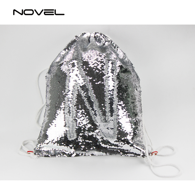 Sublimation Magic Sequin Drawstring Backpack Glitter Sport Bag