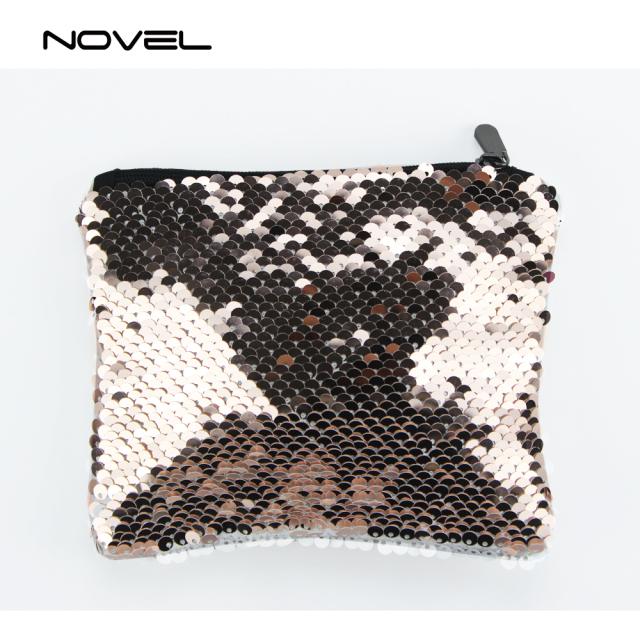 Reversible Magic Sequin Sublimation Blank Mini Makeup Bag Glitter Purse,14.5x12.5cm