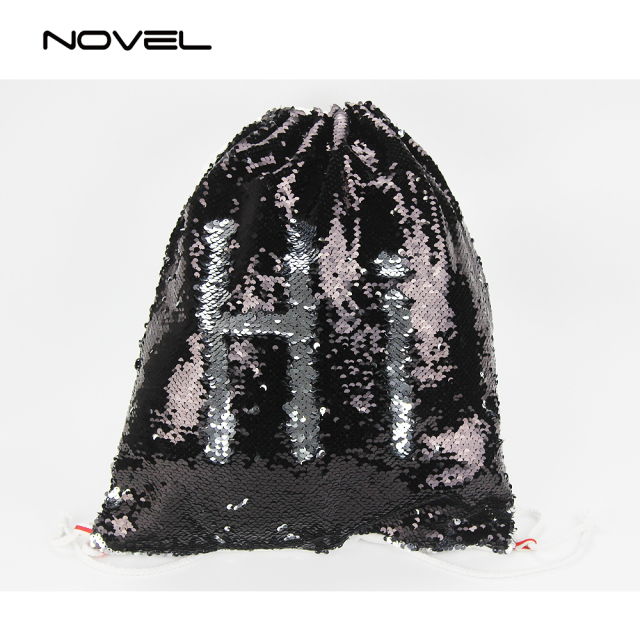 Sublimation Magic Sequin Drawstring Backpack Glitter Sport Bag