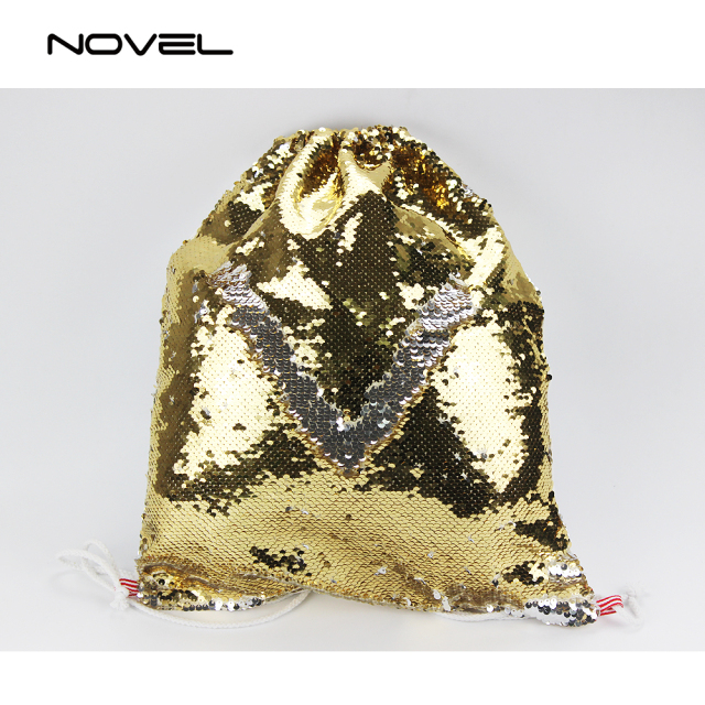 Sublimation Magic Sequin Drawstring Backpack Glitter Sport Bag