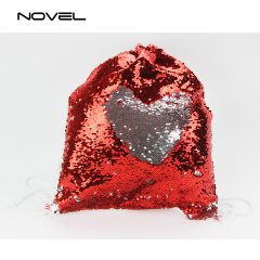 Sublimation Magic Sequin Drawstring Backpack Glitter Sport Bag