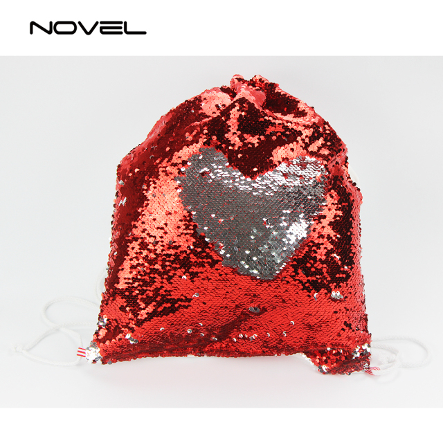 Sublimation Magic Sequin Drawstring Backpack Glitter Sport Bag