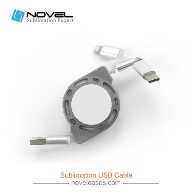 Sublimation Multifunction 3 IN 1 Blank USB Cable For iPhone/Android