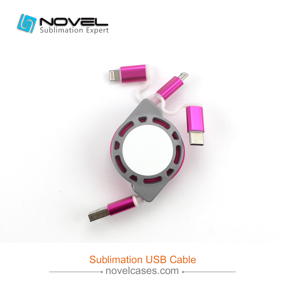 Sublimation Multifunction 3 IN 1 Blank USB Cable For iPhone/Android