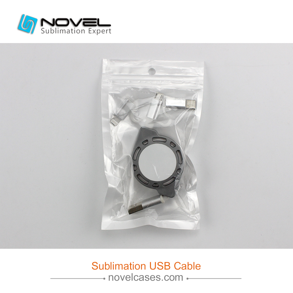 Sublimation Multifunction 3 IN 1 Blank USB Cable For iPhone/Android