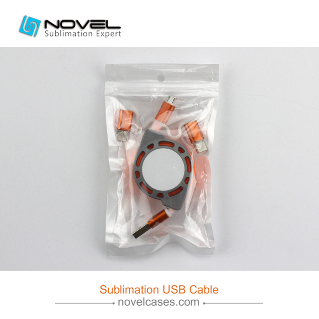 Sublimation Multifunction 3 IN 1 Blank USB Cable For iPhone/Android