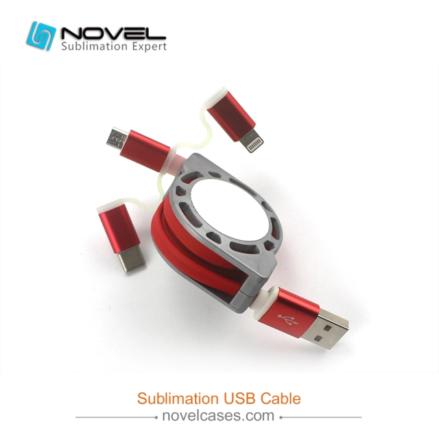 Sublimation Multifunction 3 IN 1 Blank USB Cable For iPhone/Android