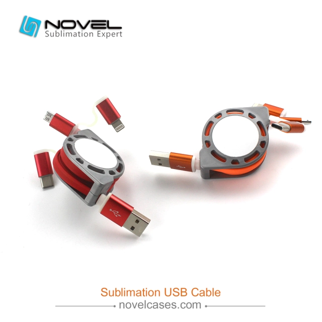 Sublimation Multifunction 3 IN 1 Blank USB Cable For iPhone/Android