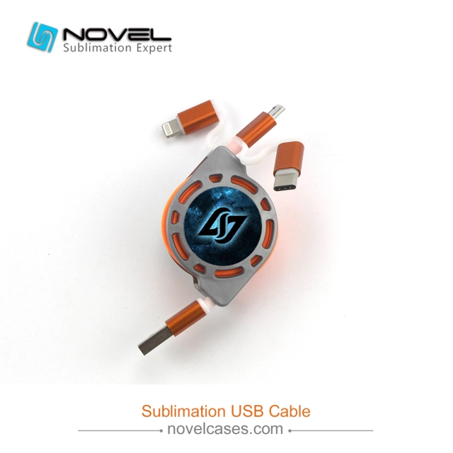 Sublimation Multifunction 3 IN 1 Blank USB Cable For iPhone/Android