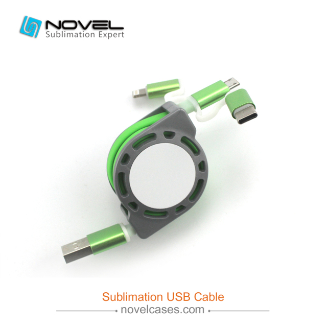 Sublimation Multifunction 3 IN 1 Blank USB Cable For iPhone/Android
