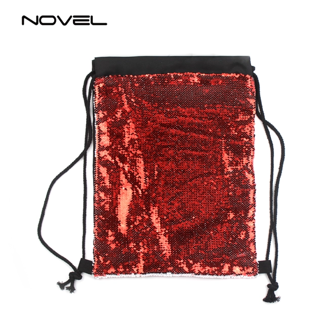 Sublimation Magic Sequin Drawstring Backpack Glitter Sport Bag