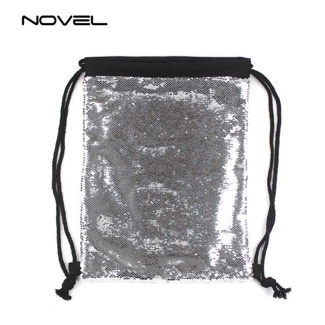 Sublimation Magic Sequin Drawstring Backpack Glitter Sport Bag