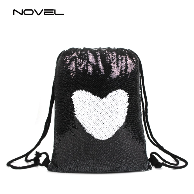 Sublimation Magic Sequin Drawstring Backpack Glitter Sport Bag