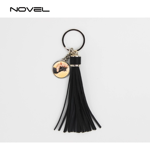 Custom DIY Sublimation Tassel Keychain Blank Keyring With Fringe