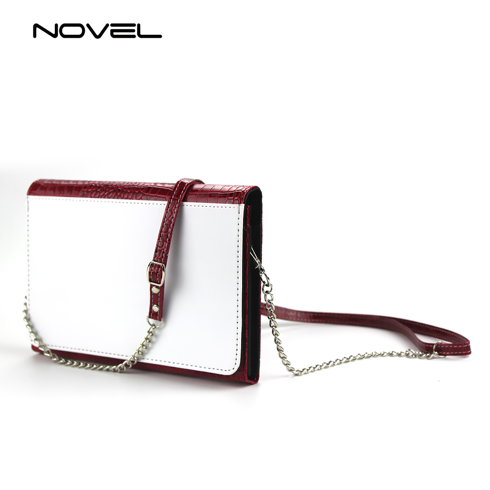 DIY Sublimation PU Crocodile Lady Leather Crossbody Bag with Shoulder Chain Strap
