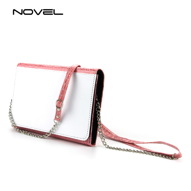 DIY Sublimation PU Crocodile Lady Leather Crossbody Bag with Shoulder Chain Strap