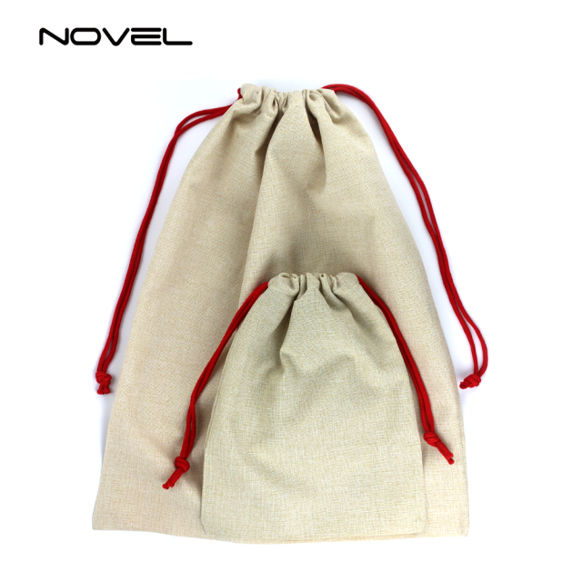 Drawstring Santa Sack Cotton Linen Christmas Gift Bag