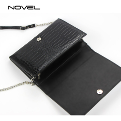 DIY Sublimation PU Crocodile Lady Leather Crossbody Bag with Shoulder Chain Strap