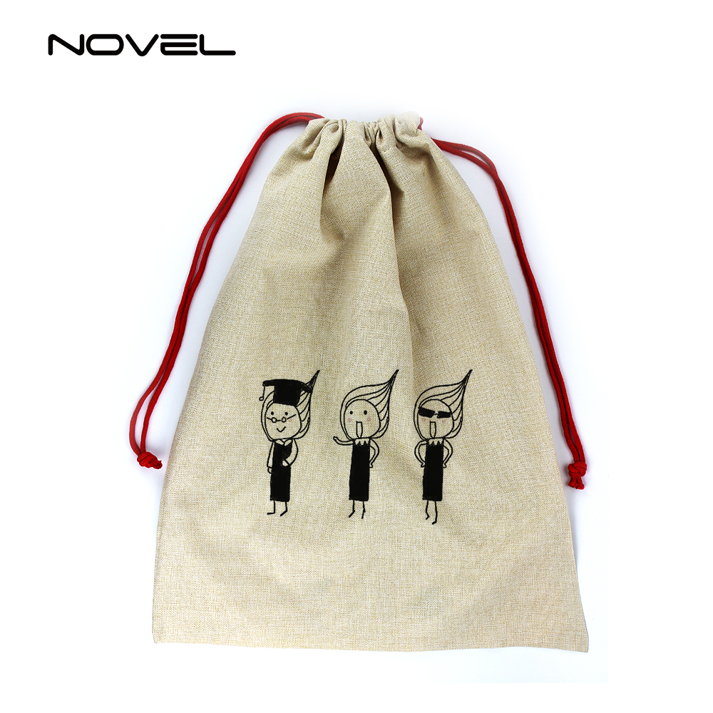 Drawstring Santa Sack Cotton Linen Christmas Gift Bag