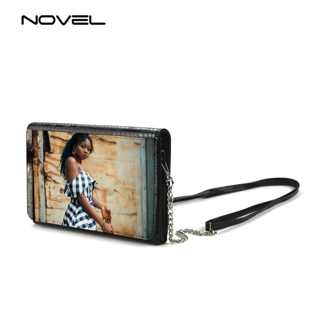 DIY Sublimation PU Crocodile Lady Leather Crossbody Bag with Shoulder Chain Strap