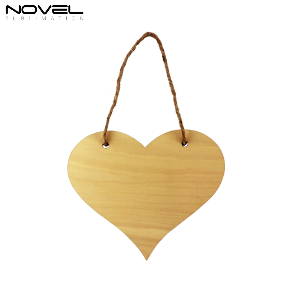 NEW!!!! Custom Blank Sublimation Natural Wood Door Hanging Door Plate-Heart Shape