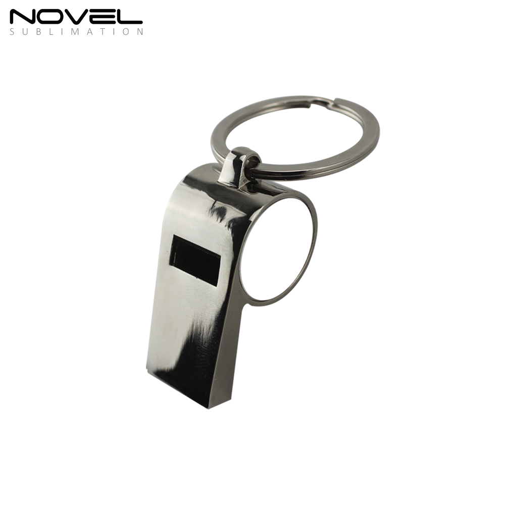 Custom Blank Sublimation Metal Whistle Keychain Metal Keyring
