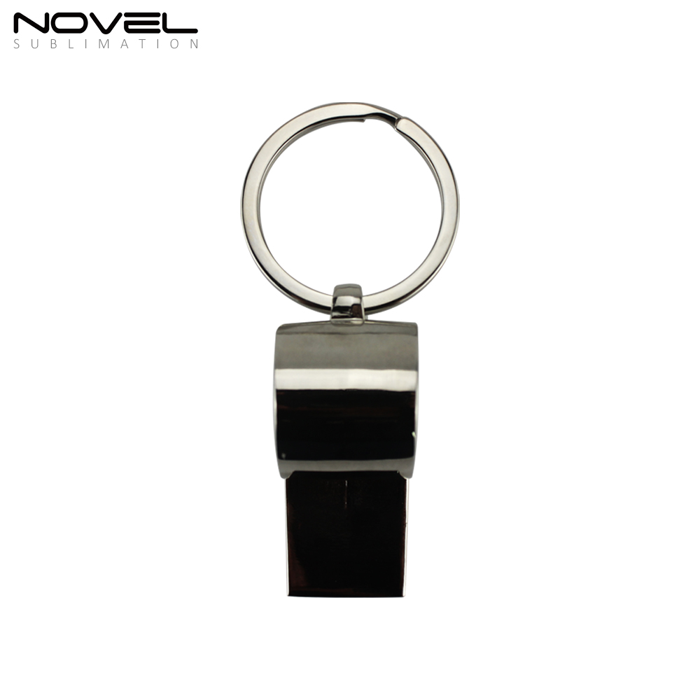 Custom Blank Sublimation Metal Whistle Keychain Metal Keyring
