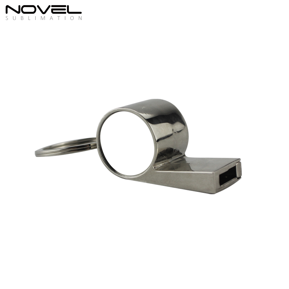 Custom Blank Sublimation Metal Whistle Keychain Metal Keyring