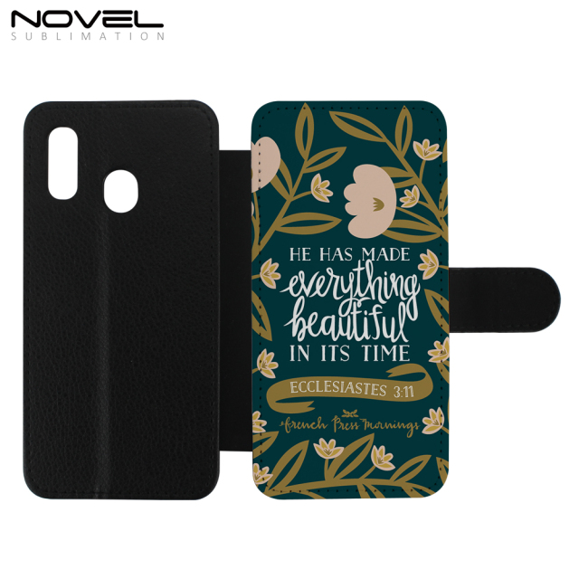 Custom DIY Heat Press Sublimation Blank PU Flip Phone Wallet Case For Galaxy A40