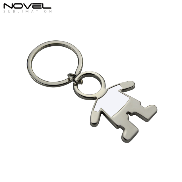 Custom Keyring Sublimation Blank Printing Metal Keychain-Boy Shape