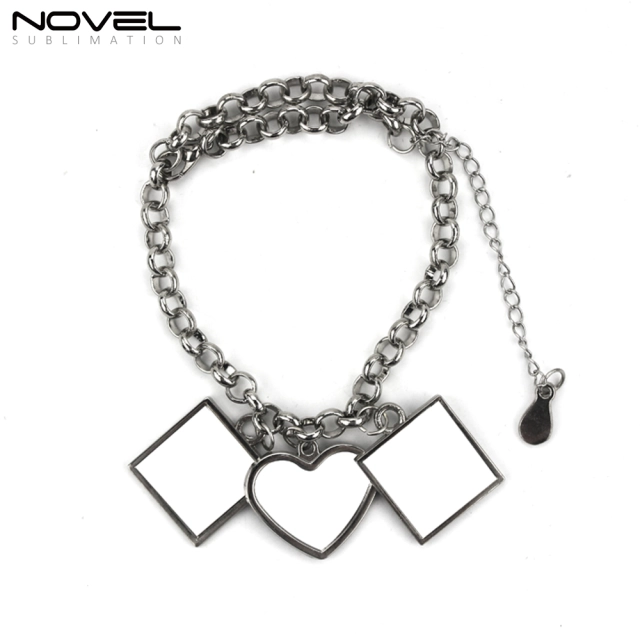 Sublimation Blank Zinc Alloy Bracelet--2pcs Square/1pc Heart Shape