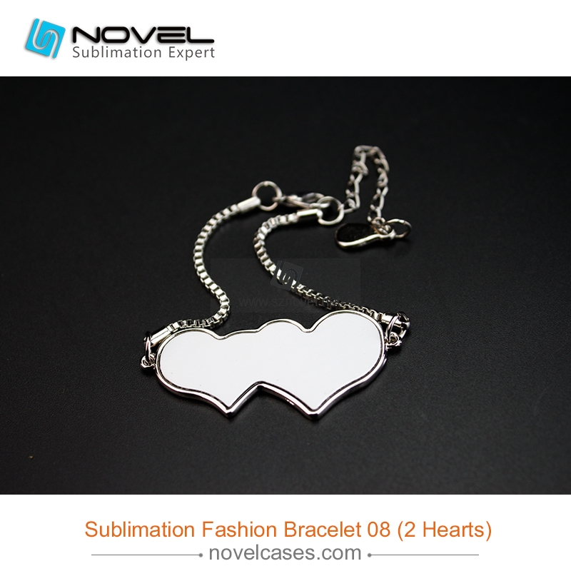 Fashionable Sublimation bracelet, heart with heart shape